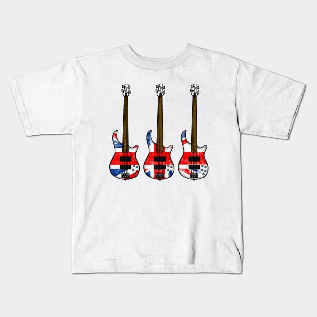 Bass Guitar UK Flag Bassist British Musician Kids T-Shirt by doodlerob